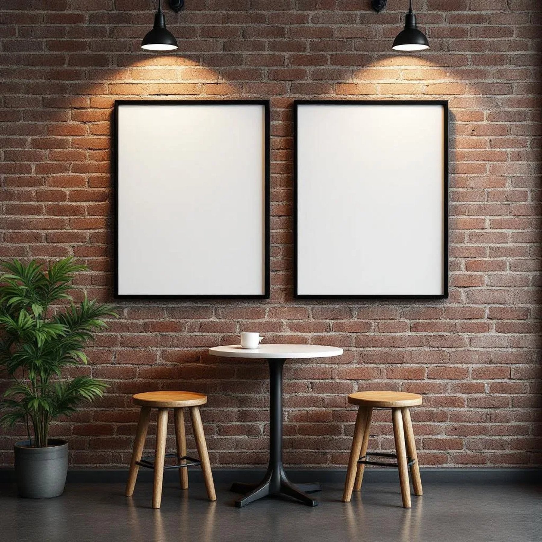 Cafe & Bar Premium Interior Mockup — Plain Square Frame Portrait 2:3 — Perspective View — #02455 | MockupBulk