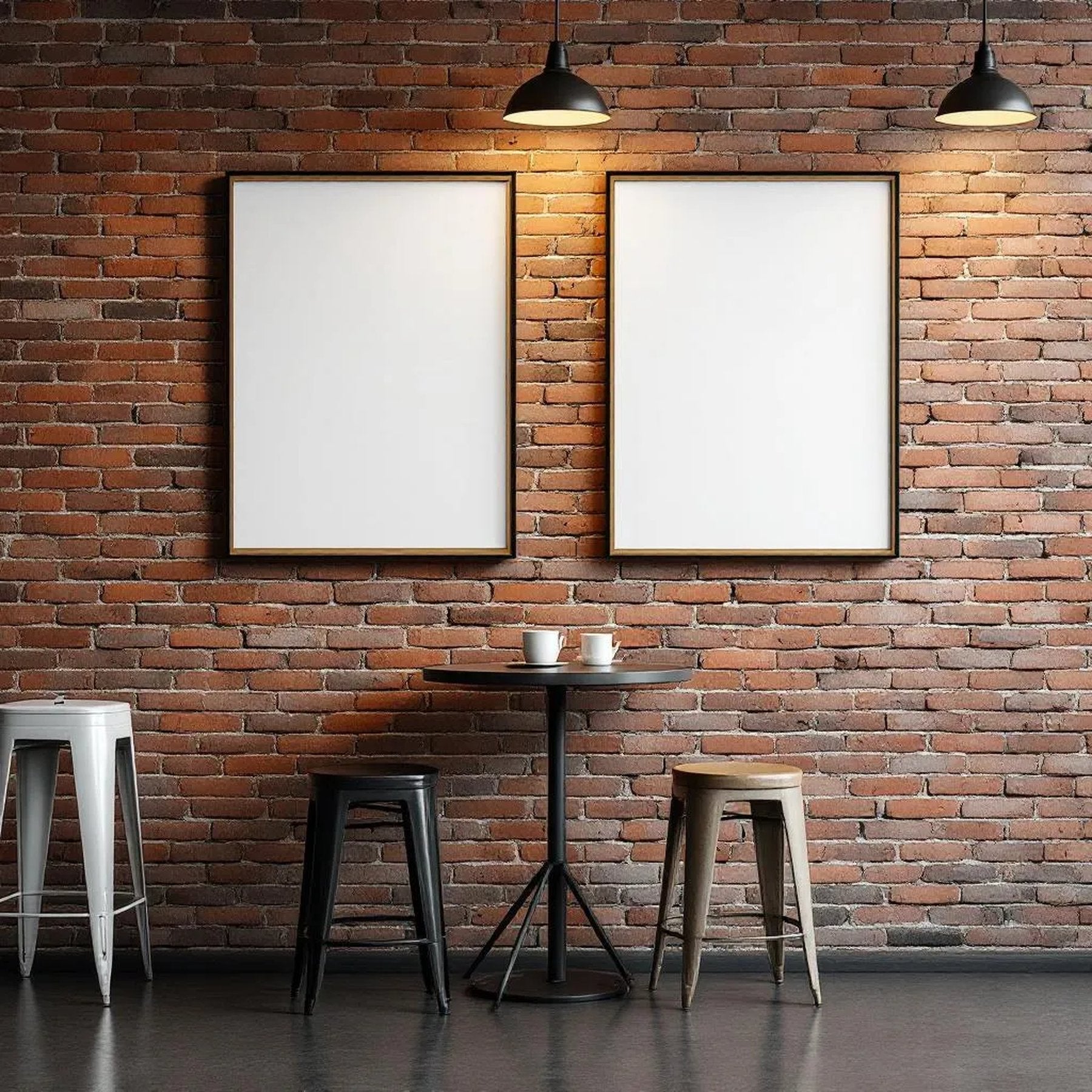 Cafe & Bar Styled Room Mockup — Plain Square Frame Landscape 3:4 — Perspective View — #02461 | MockupBulk