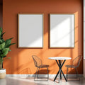Cafe & Bar High-Res Frame Mockup — Plain Square Frame Portrait 2:3 — Perspective View — #02466 | MockupBulk