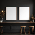 Cafe & Bar Styled Room Mockup — Plain Square Frame Portrait 4:5 — Perspective View — #02474 | MockupBulk