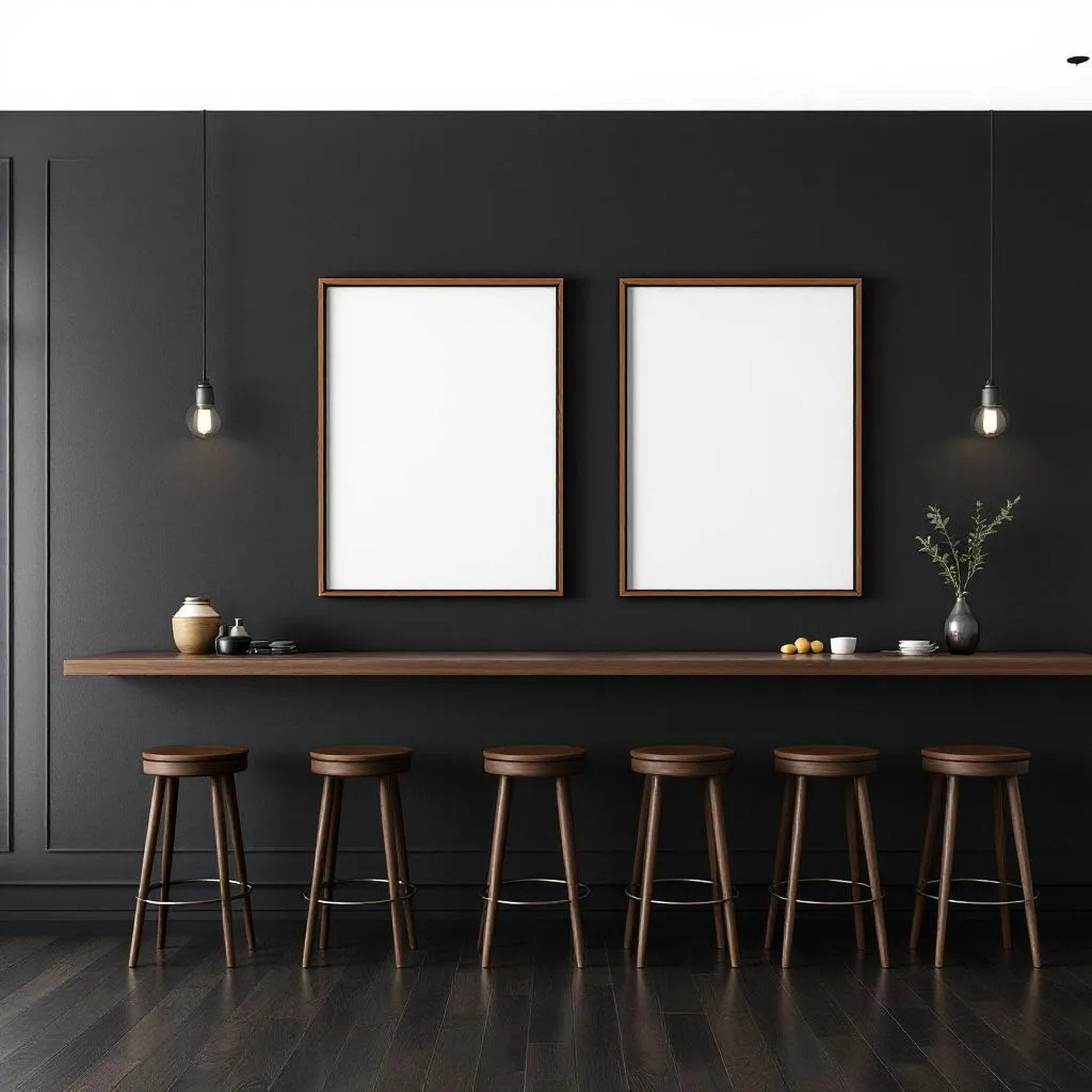 Cafe & Bar Interior Frame Mockup — Plain Square Frame Square 1:1 — Perspective View — #02477 | MockupBulk