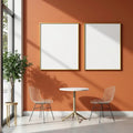 Cafe & Bar Interior Frame Mockup — Plain Square Frame Portrait 2:3 — Perspective View — #02487 | MockupBulk