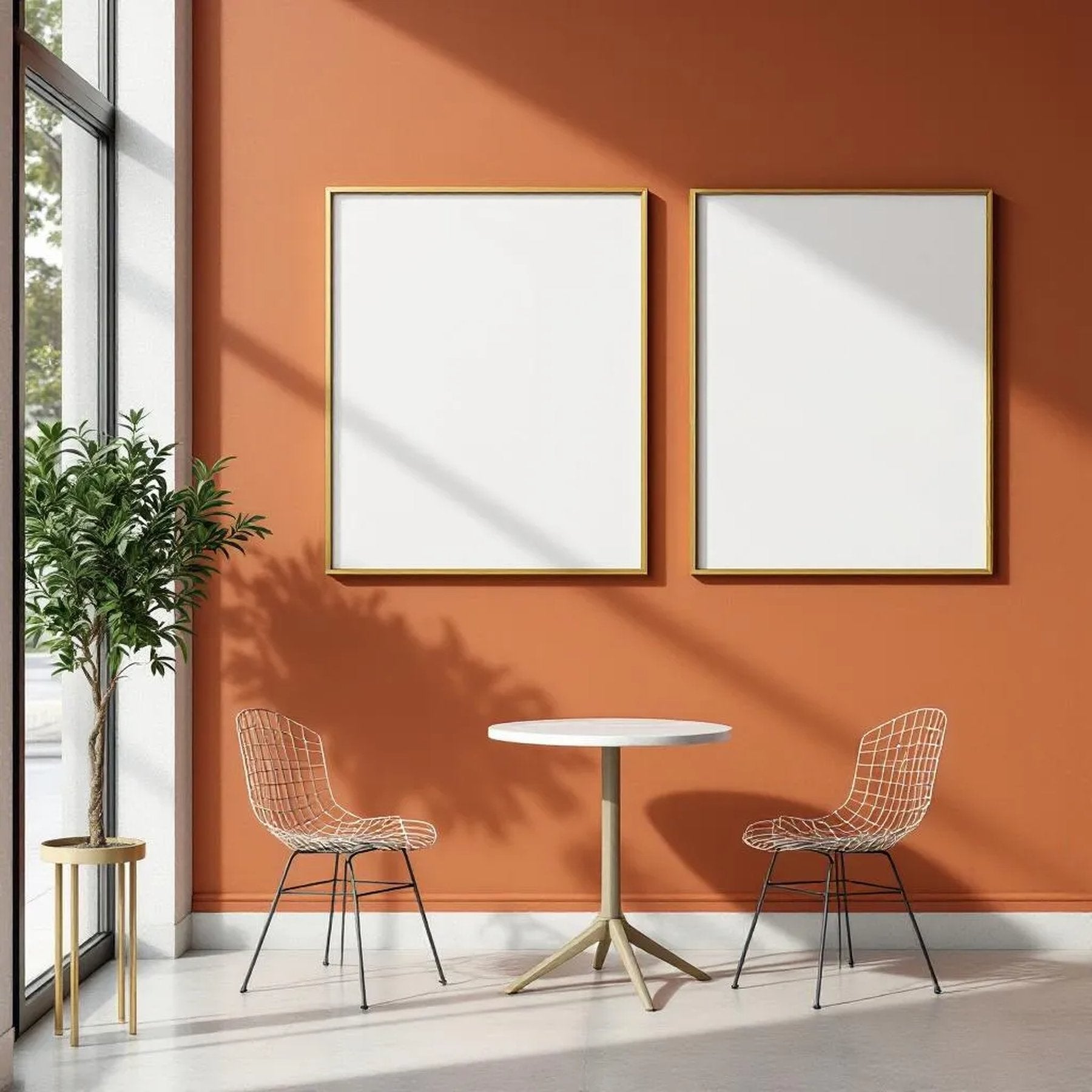 Cafe & Bar Interior Frame Mockup — Plain Square Frame Portrait 2:3 — Perspective View — #02487 | MockupBulk