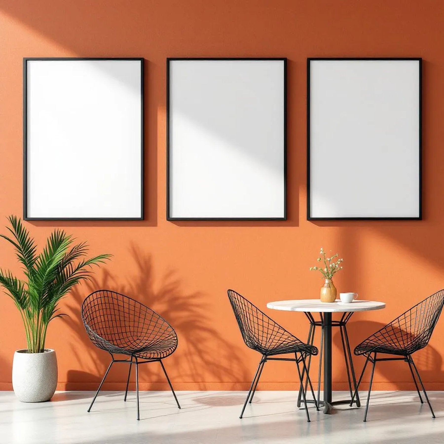 Cafe & Bar Wall Art Mockup — Plain Square Frame Portrait 2:3 — Perspective View — #02451 | MockupBulk