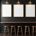 Cafe & Bar High-Res Frame Mockup — Plain Square Frame Portrait 5:7 — Perspective View — #02483 | MockupBulk