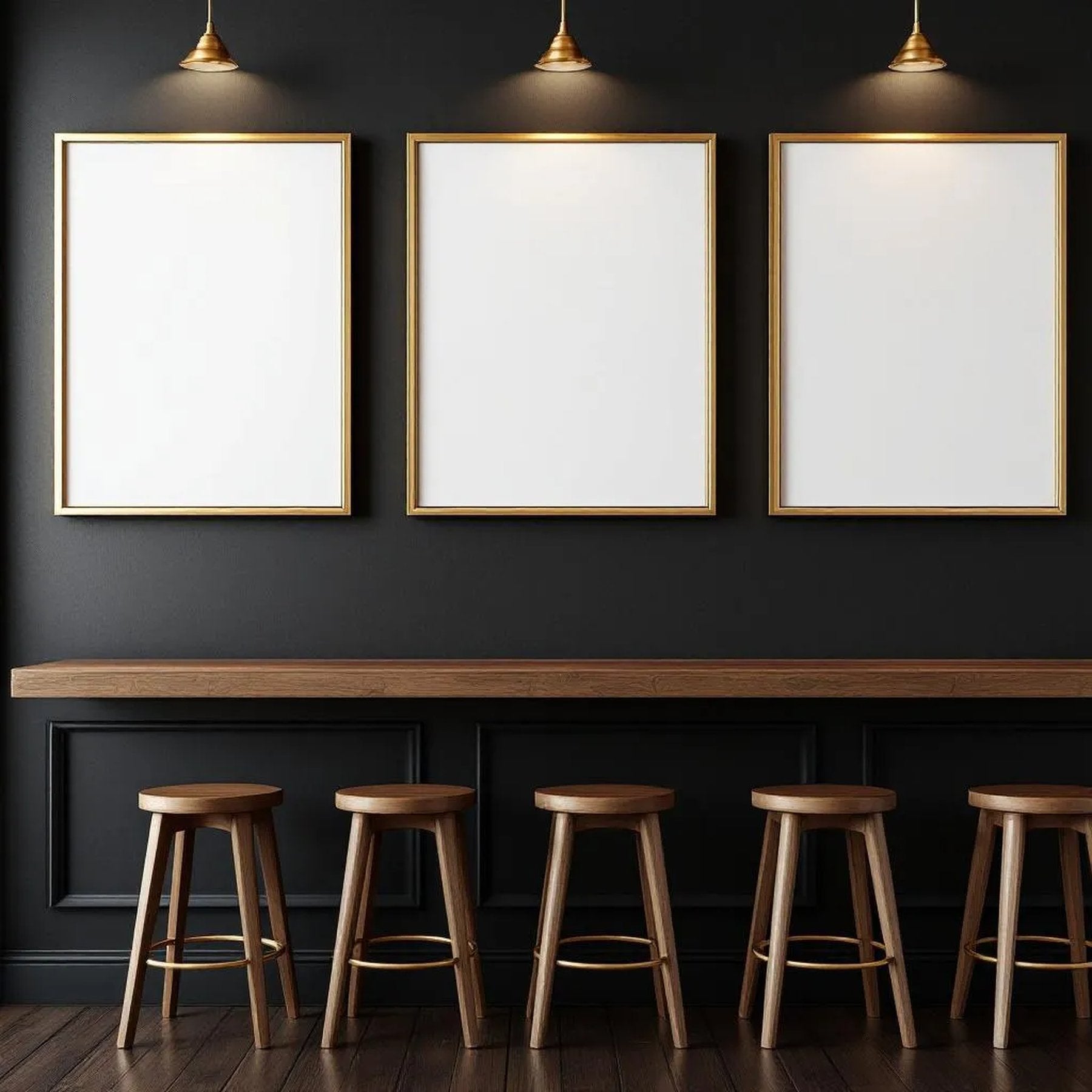 Cafe & Bar High-Res Frame Mockup — Plain Square Frame Portrait 5:7 — Perspective View — #02483 | MockupBulk