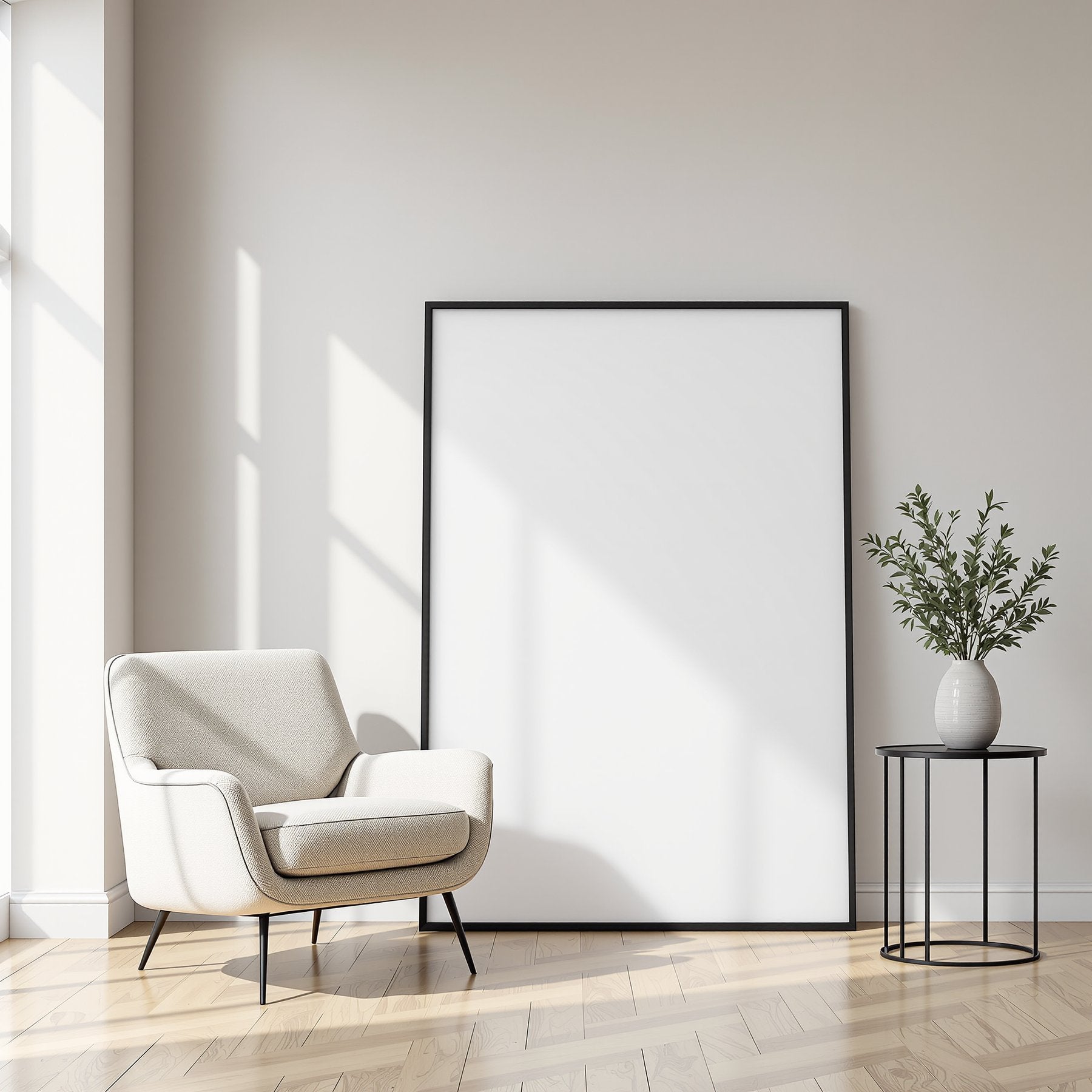 Minimalist White A3 Room Scene Mockup, Blank Template #00398 | A3 Frame JPG | bulkmockup Mockup Template | Commercial Use Included | MockupBulk