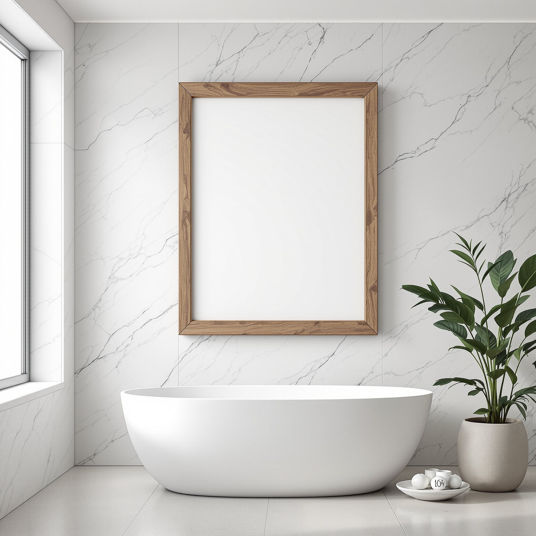 Blank Template #00232 Spa Bathroom A3 Barn Wood Frame Mockup | A3 Wall Art Mockup | bulkmockup JPG Template | Commercial Licence | MockupBulk