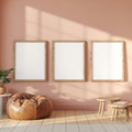 Boho Living Room A3 Barn Wood Frame Mockup — Blank Template #00246 — bulkmockup A3 Frame Template | JPG Download | Commercial Use | MockupBulk