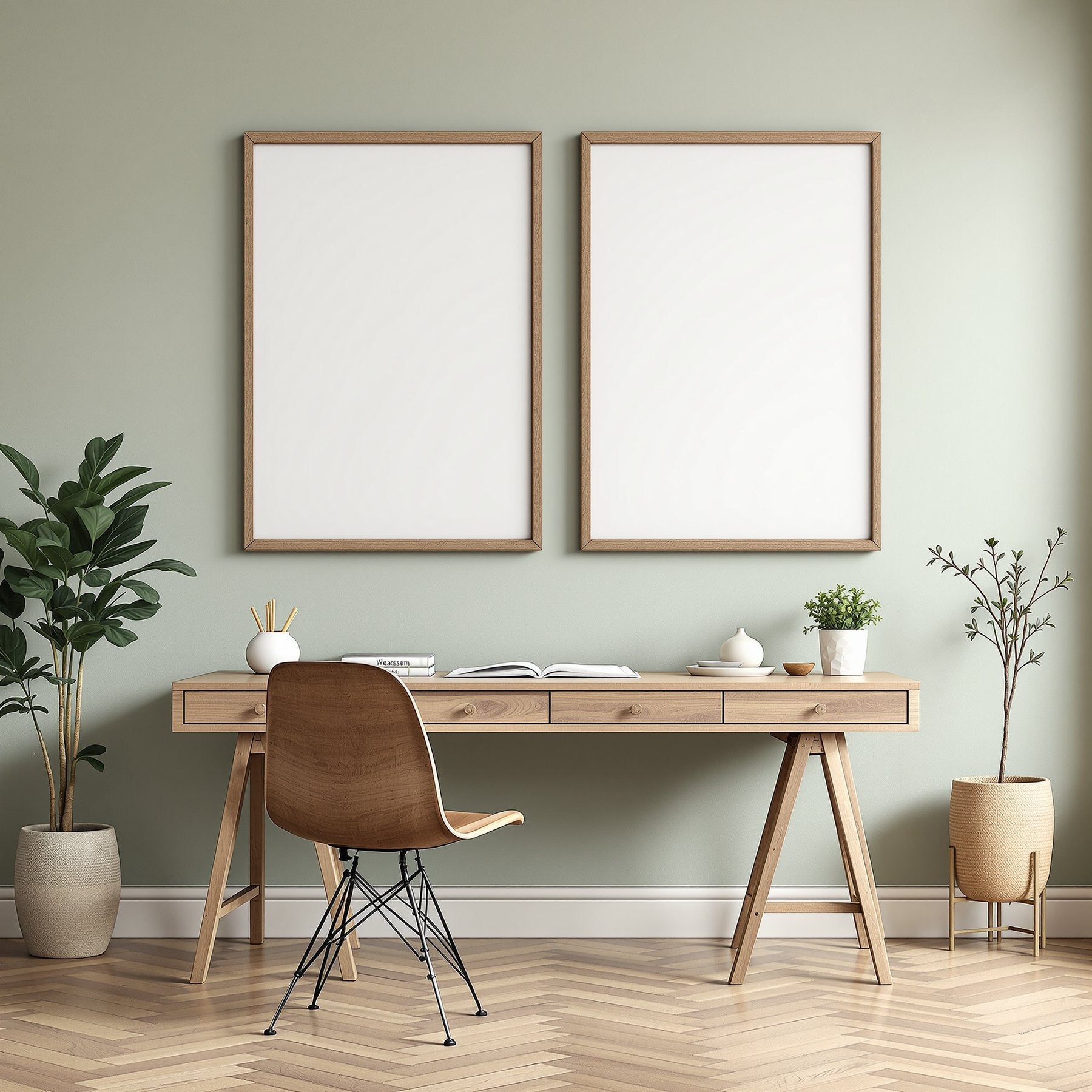 Home Office A3 Barn Wood Frame Mockup — Blank Template #00221 — bulkmockup A3 Template | JPG Instant Download | For Etsy POD | MockupBulk