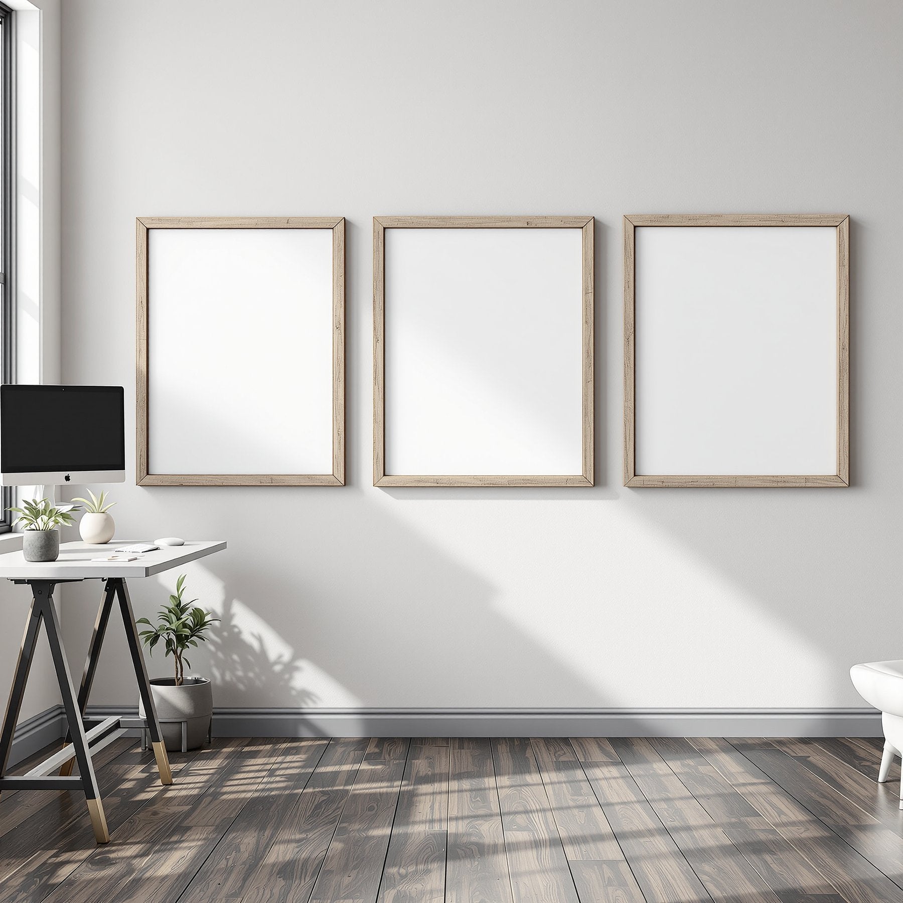 Home Office A3 Barn Wood Frame Mockup | Blank Template #00222 | A3 Mockup Template | High-Res JPG Download | bulkmockup | MockupBulk