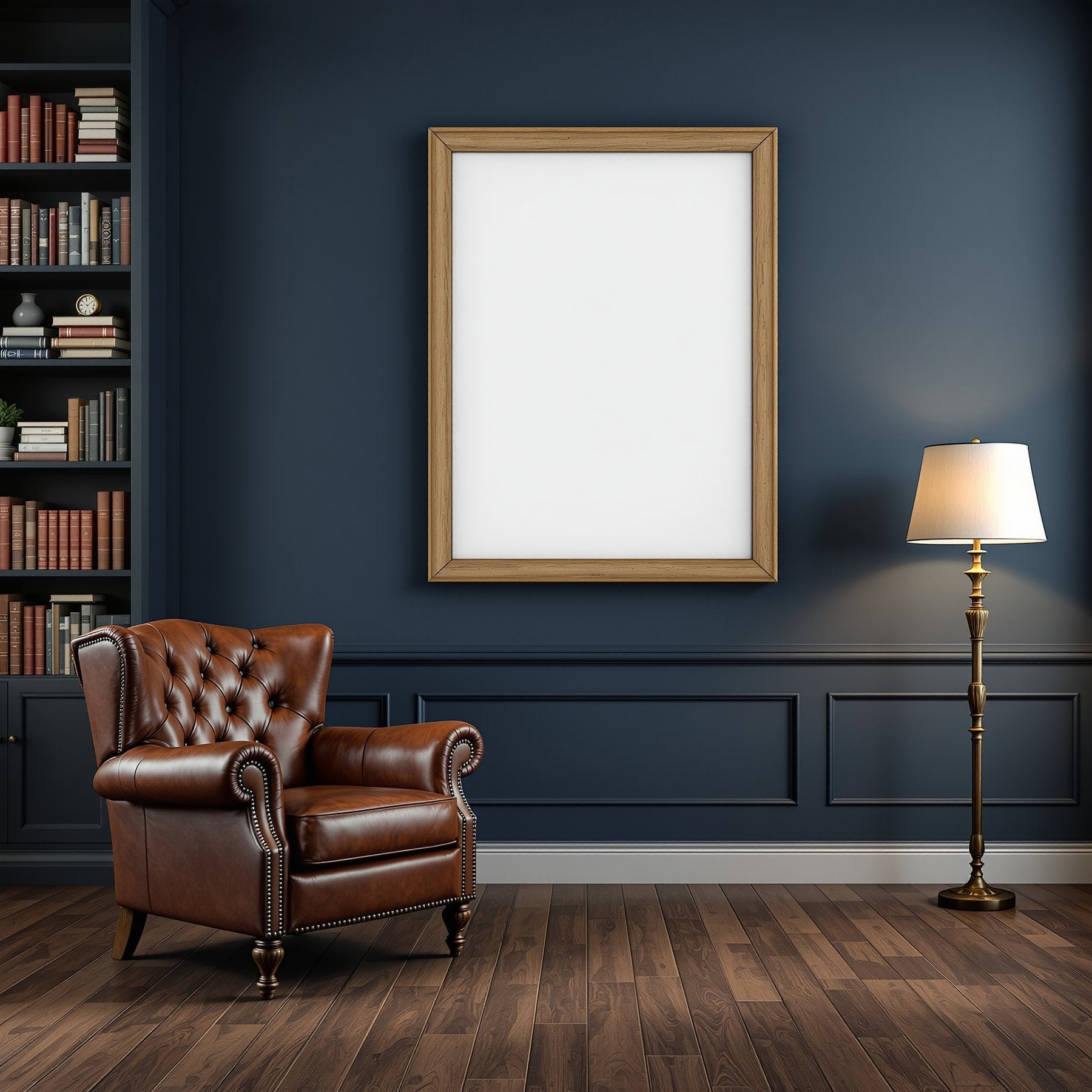 Library & Study A3 Barn Wood Frame Mockup | Blank Template #00238 | High-Res A3 Mockup | bulkmockup Download | Commercial Use | MockupBulk