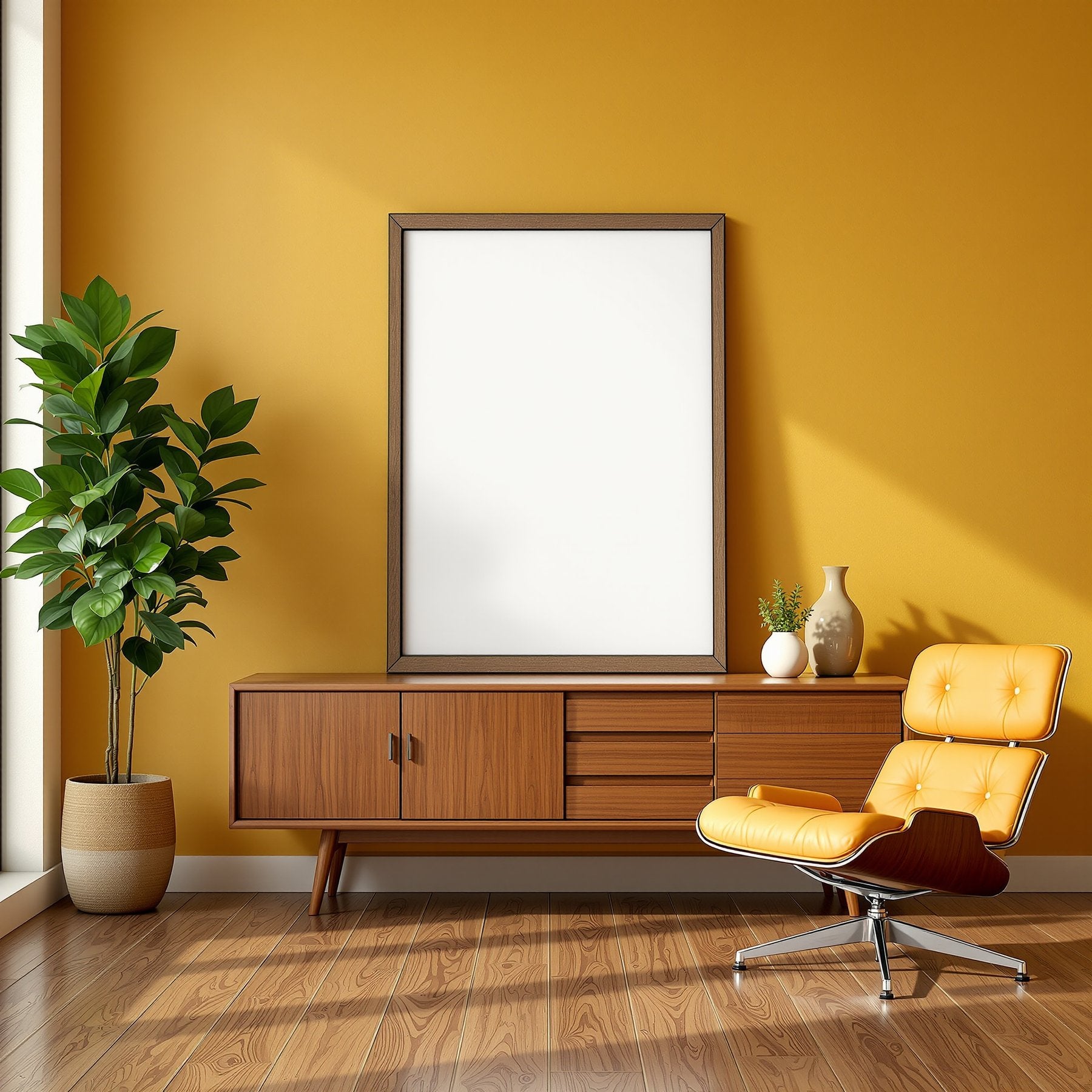 Blank Template #00247 Mid-Century Modern A3 Barn Wood Frame Mockup | A3 Wall Art Mockup | bulkmockup JPG Template | Commercial Licence | MockupBulk