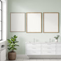 Spa Bathroom A3 Chunky Rustic Frame Mockup | Blank Template #00108 | High-Res A3 Mockup | bulkmockup Download | Commercial Use | MockupBulk