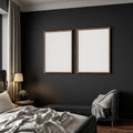 Dark Bedroom A3 Chunky Rustic Frame Mockup | Blank Template #00077 | bulkmockup A3 Frame Template | JPG Download | Commercial Use | MockupBulk