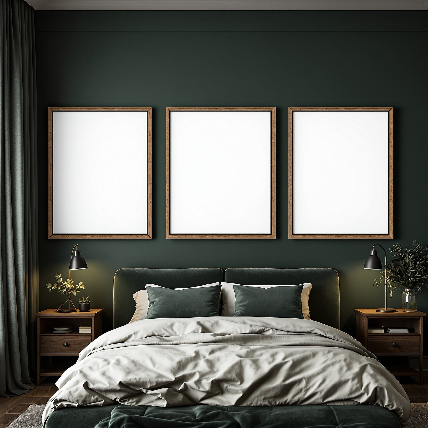 Dark Bedroom A3 Chunky Rustic Frame Mockup | Blank Template #00078 | bulkmockup A3 Frame Template | JPG Download | Commercial Use | MockupBulk