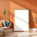 Boho Living Room A3 Chunky Rustic Frame Mockup — Blank Template #00118 — High-Res A3 Mockup | bulkmockup Download | Commercial Use | MockupBulk