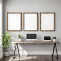 Home Office A3 Chunky Rustic Frame Mockup, Blank Template #00096 | A3 Wall Art Mockup | bulkmockup JPG Template | Commercial Licence | MockupBulk