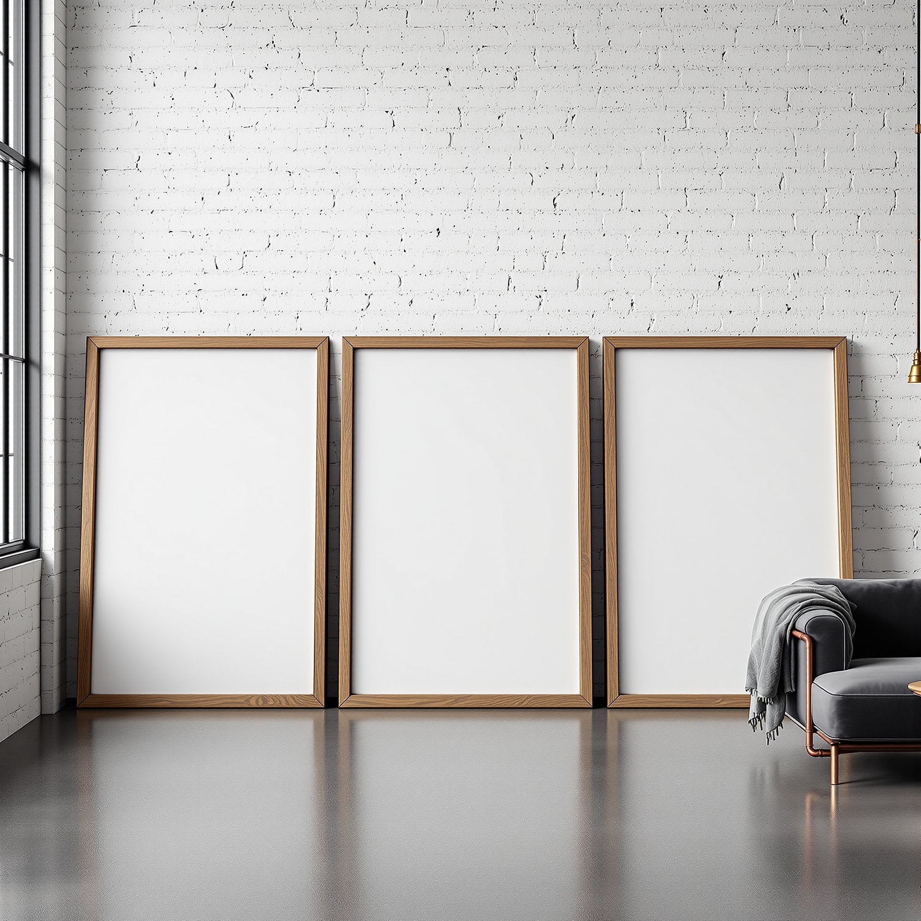 Industrial Loft A3 Chunky Rustic Frame Mockup — Blank Template #00072 — A3 Interior Mockup | Instant JPG | Commercial Use | bulkmockup | MockupBulk