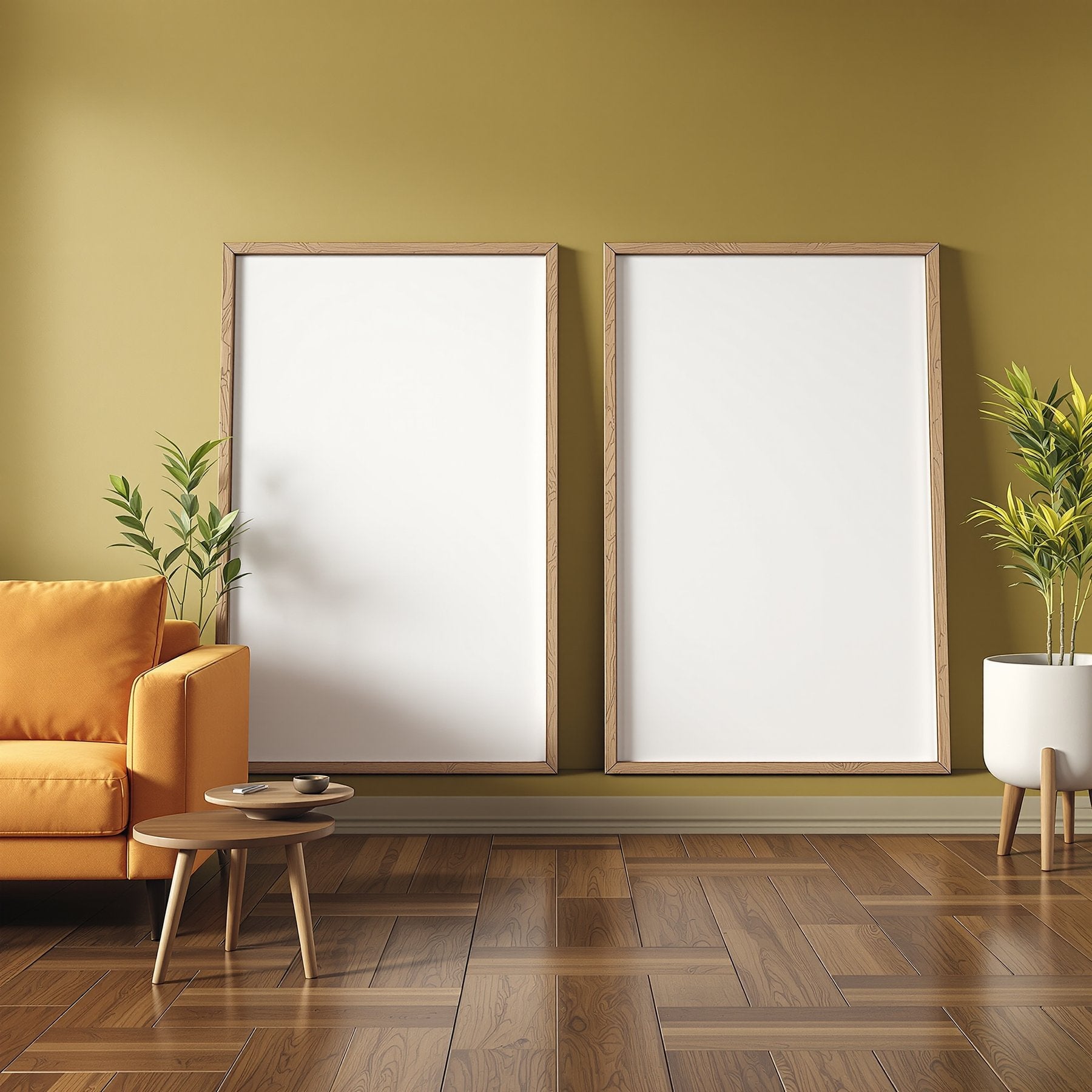 Mid-Century Modern A3 Chunky Rustic Frame Mockup — Blank Template #00122 — bulkmockup A3 Template | JPG Instant Download | For Etsy POD | MockupBulk