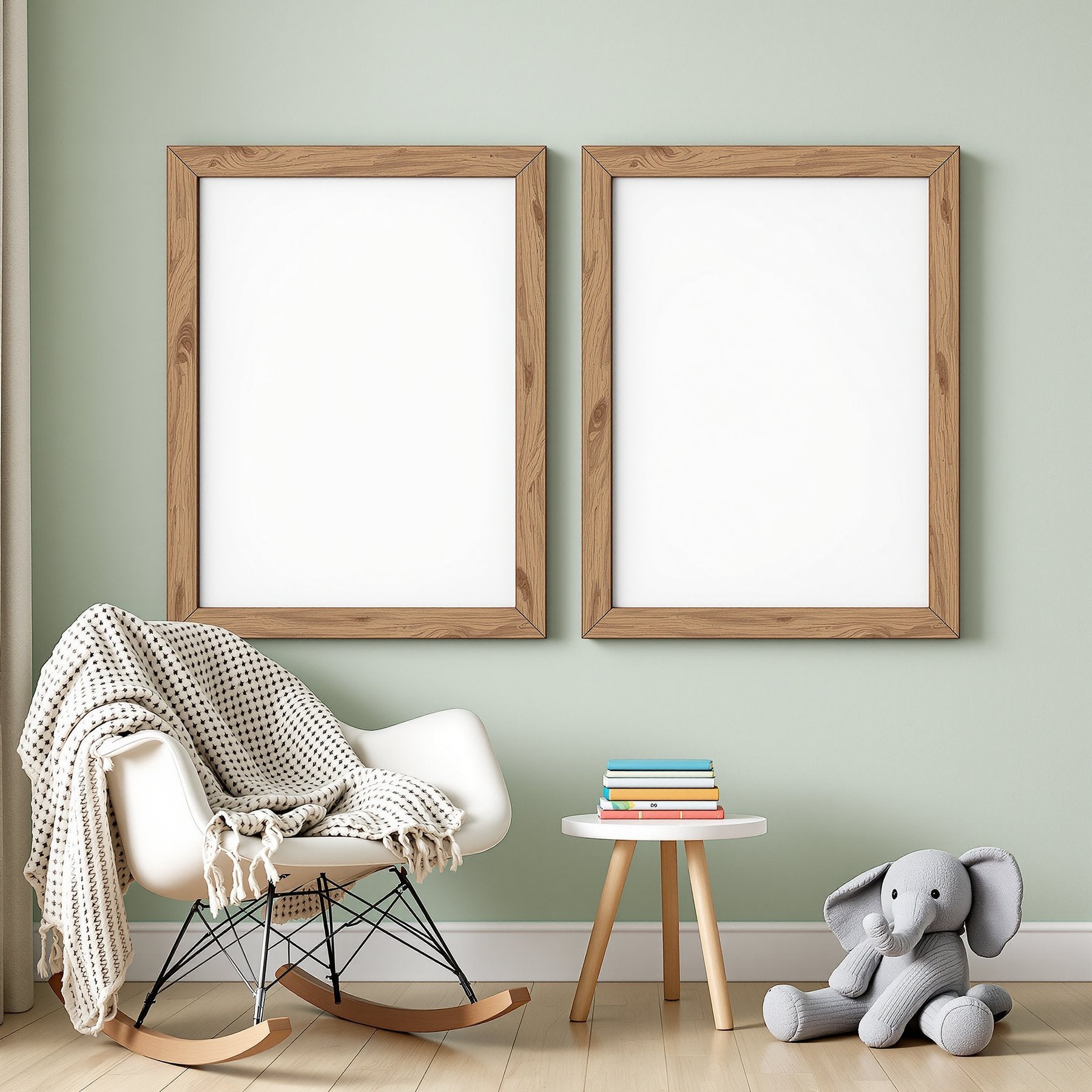Nursery A3 Chunky Rustic Frame Mockup — Blank Template #00089 — A3 Frame JPG | bulkmockup Mockup Template | Commercial Use Included | MockupBulk