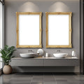 Blank Template #00044 Spa Bathroom A3 Ornate Gold Frame Mockup | bulkmockup A3 Template | JPG Instant Download | For Etsy POD | MockupBulk