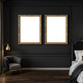 Dark Bedroom A3 Ornate Gold Frame Mockup | Blank Template #00014 | A3 Frame Mockup JPG | Commercial Use | Etsy POD bulkmockup | MockupBulk