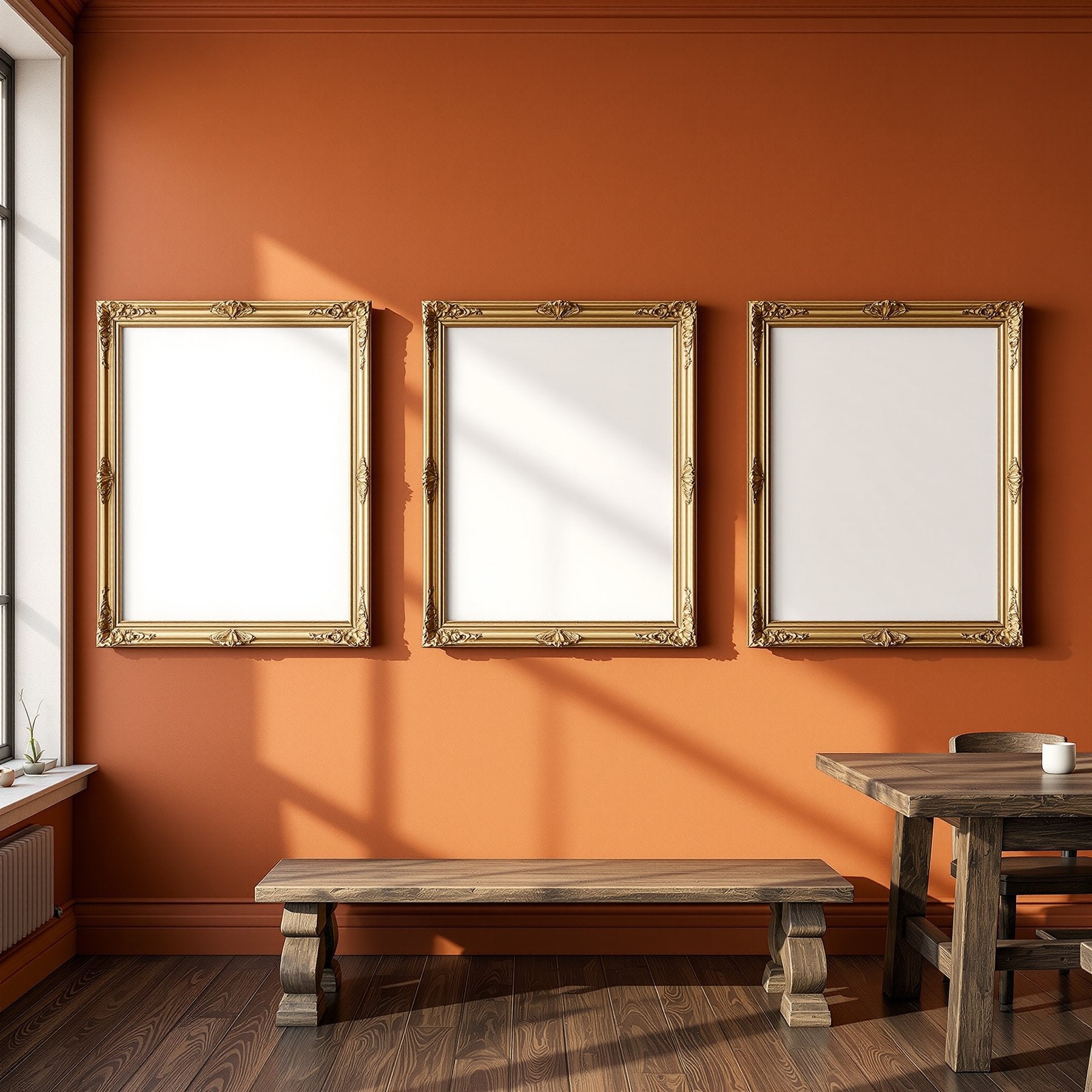 Dining Room A3 Ornate Gold Frame Mockup | Blank Template #00039 | A3 JPG Instant Download | Commercial Licence | bulkmockup Shop | MockupBulk