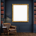 Library & Study A3 Ornate Gold Frame Mockup, Blank Template #00049 | A3 Wall Art Mockup | bulkmockup JPG Template | Commercial Licence | MockupBulk