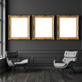 Library & Study A3 Ornate Gold Frame Mockup | Blank Template #00051 | A3 Wall Art Mockup | bulkmockup JPG Template | Commercial Licence | MockupBulk