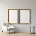 Minimalist White A3 Ornate Gold Frame Mockup, Blank Template #00002 | A3 Mockup Template | High-Res JPG Download | bulkmockup | MockupBulk