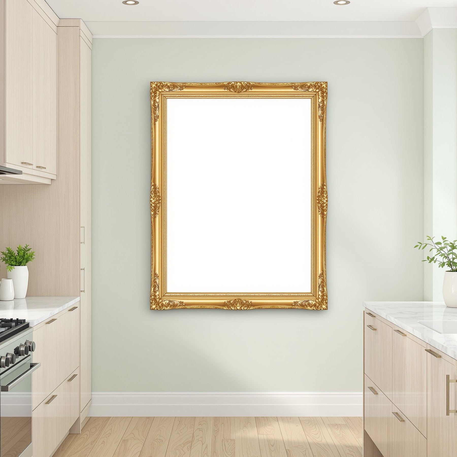 Modern Kitchen A3 Ornate Gold Frame Mockup, Blank Template #00052 | A3 Frame Mockup JPG | Commercial Use | Etsy POD bulkmockup | MockupBulk