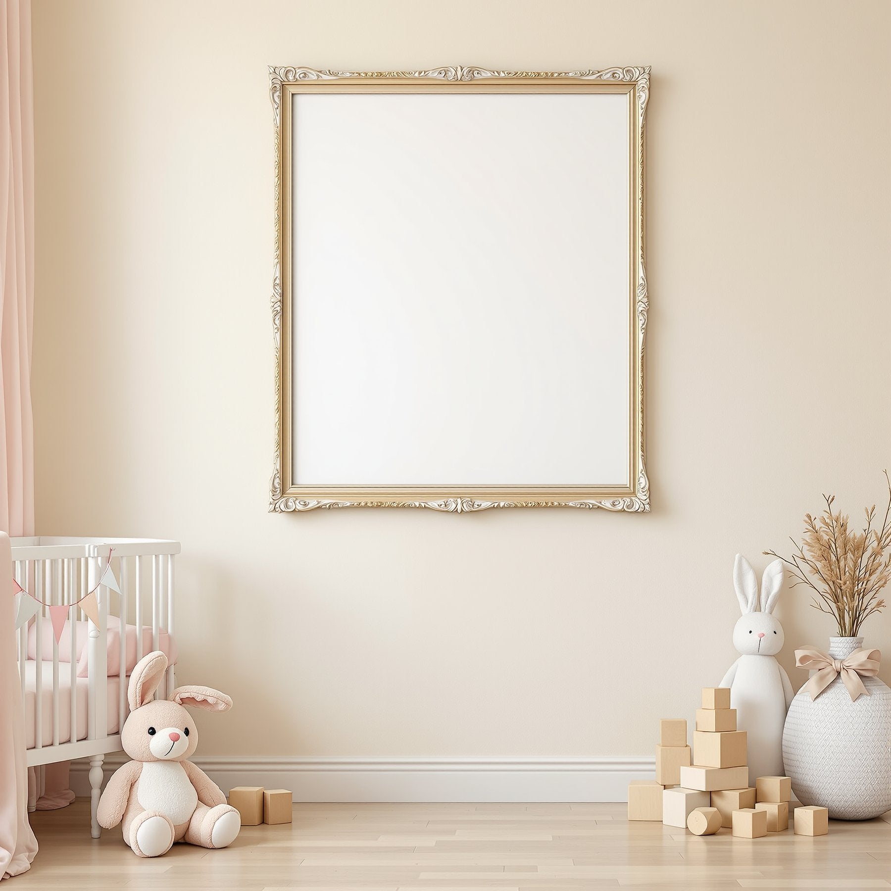 Nursery A3 Ornate Gold Frame Mockup | Blank Template #00025 | A3 Wall Art Mockup | bulkmockup JPG Template | Commercial Licence | MockupBulk