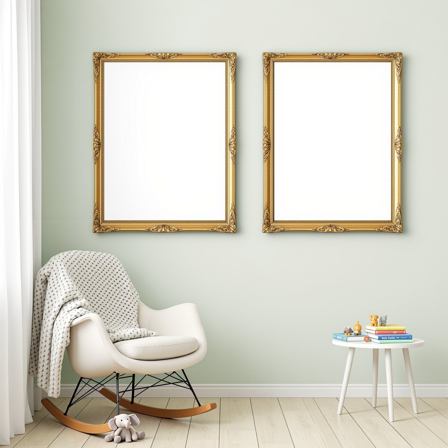 Blank Template #00026 Nursery A3 Ornate Gold Frame Mockup | A3 Wall Art Mockup | bulkmockup JPG Template | Commercial Licence | MockupBulk