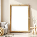 Scandinavian A3 Ornate Gold Frame Mockup | Blank Template #00004 | High-Res A3 Mockup | bulkmockup Download | Commercial Use | MockupBulk