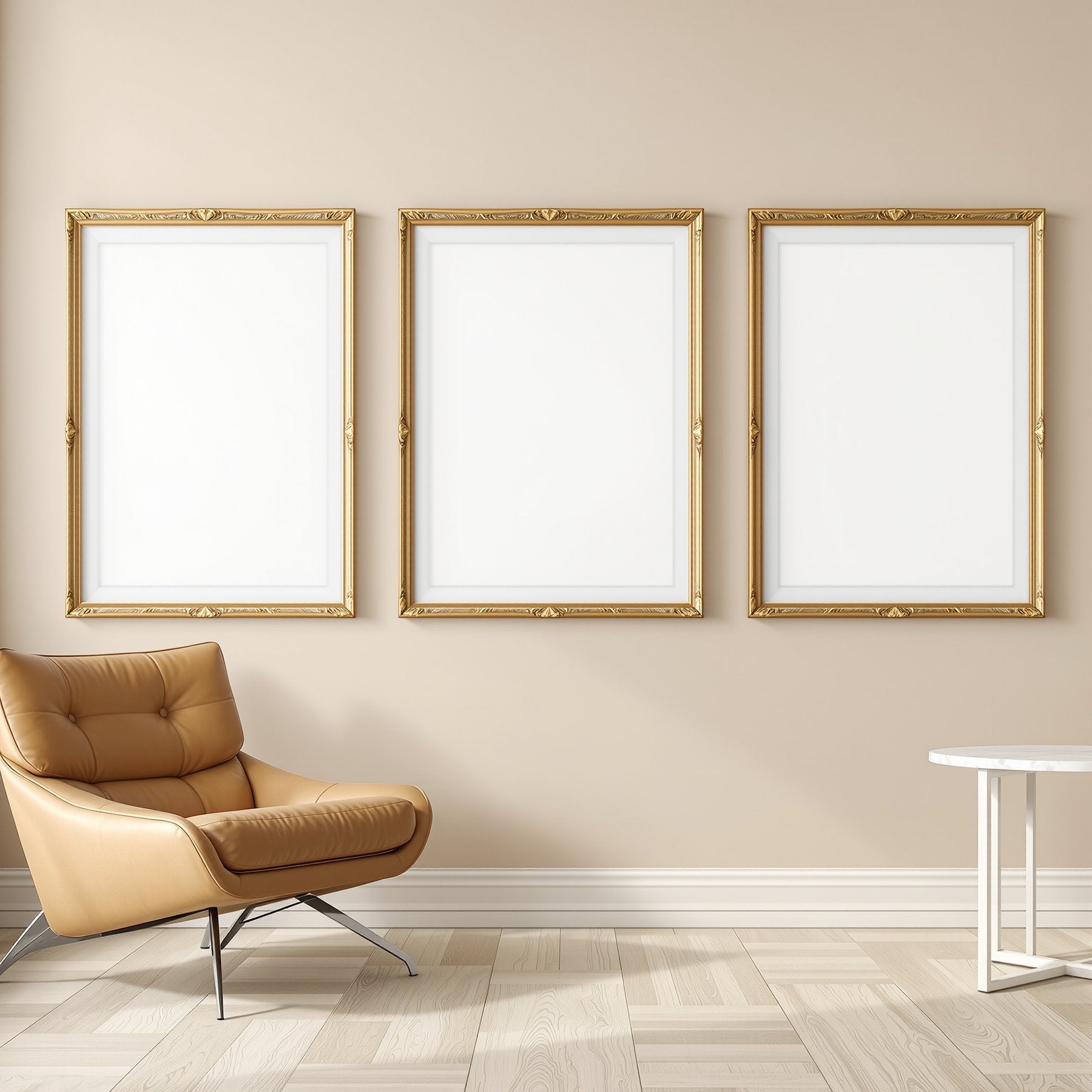Blank Template #00006 Scandinavian A3 Ornate Gold Frame Mockup | A3 Frame Mockup JPG | Commercial Use | Etsy POD bulkmockup | MockupBulk