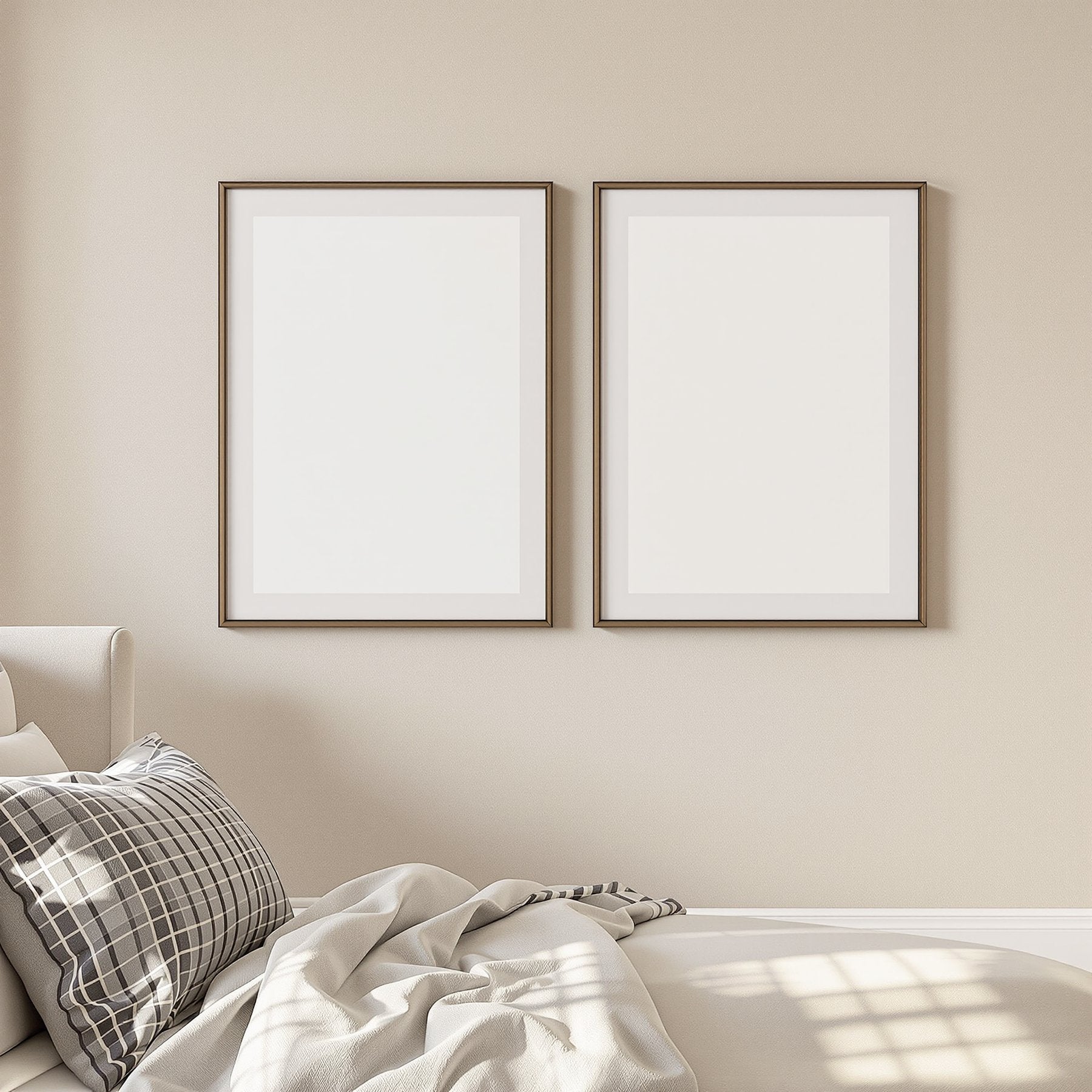 White Bedroom A3 Slim Gallery Frame Mockup — Blank Template #00137 — High-Res A3 Mockup | bulkmockup Download | Commercial Use | MockupBulk