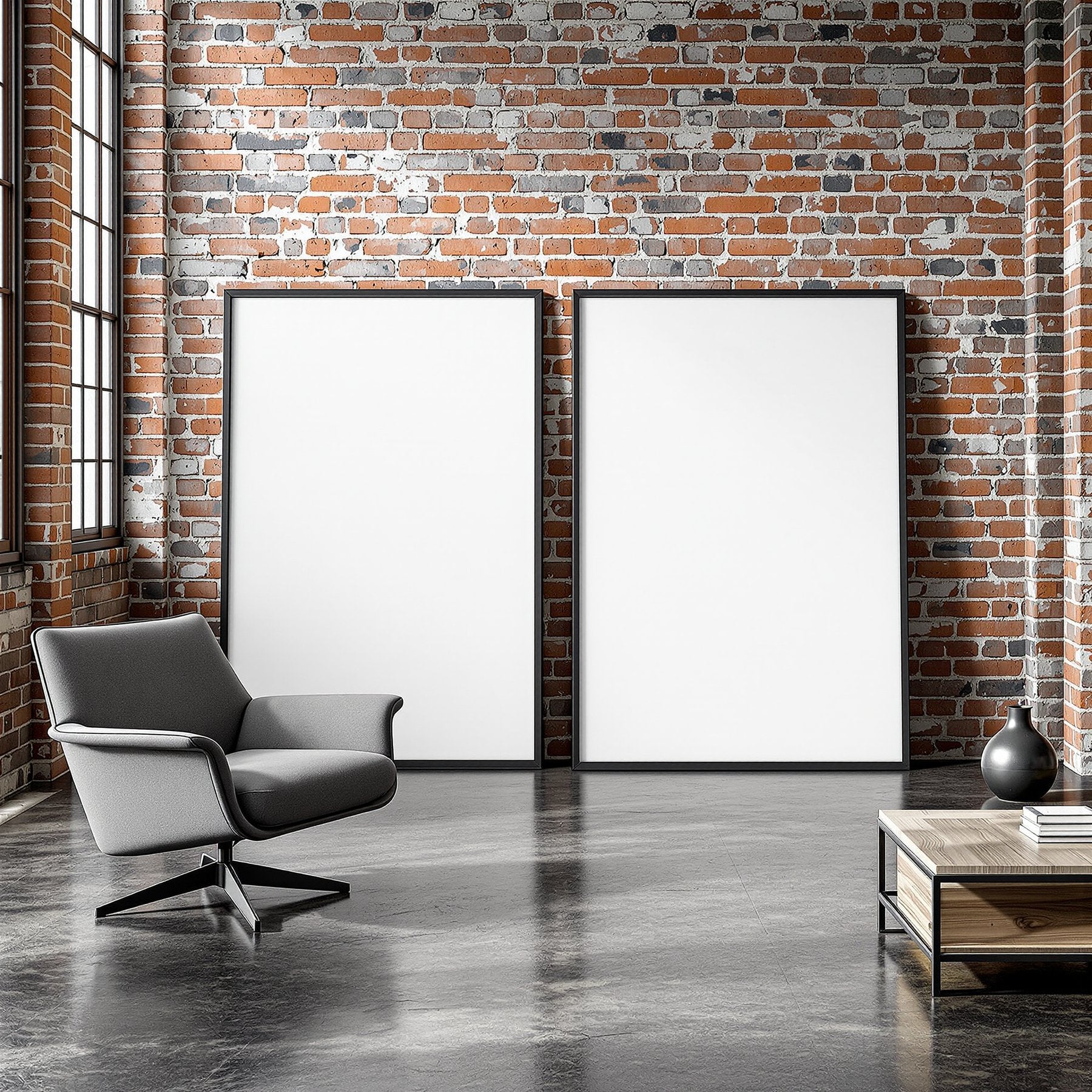 Industrial Loft A3 Slim Gallery Frame Mockup, Blank Template #00134 | A3 Frame Mockup JPG | Commercial Use | Etsy POD bulkmockup | MockupBulk