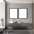 Spa Bathroom A3 Thick Black Frame Mockup | Blank Template #00296 | A3 Interior Mockup | Instant JPG | Commercial Use | bulkmockup | MockupBulk