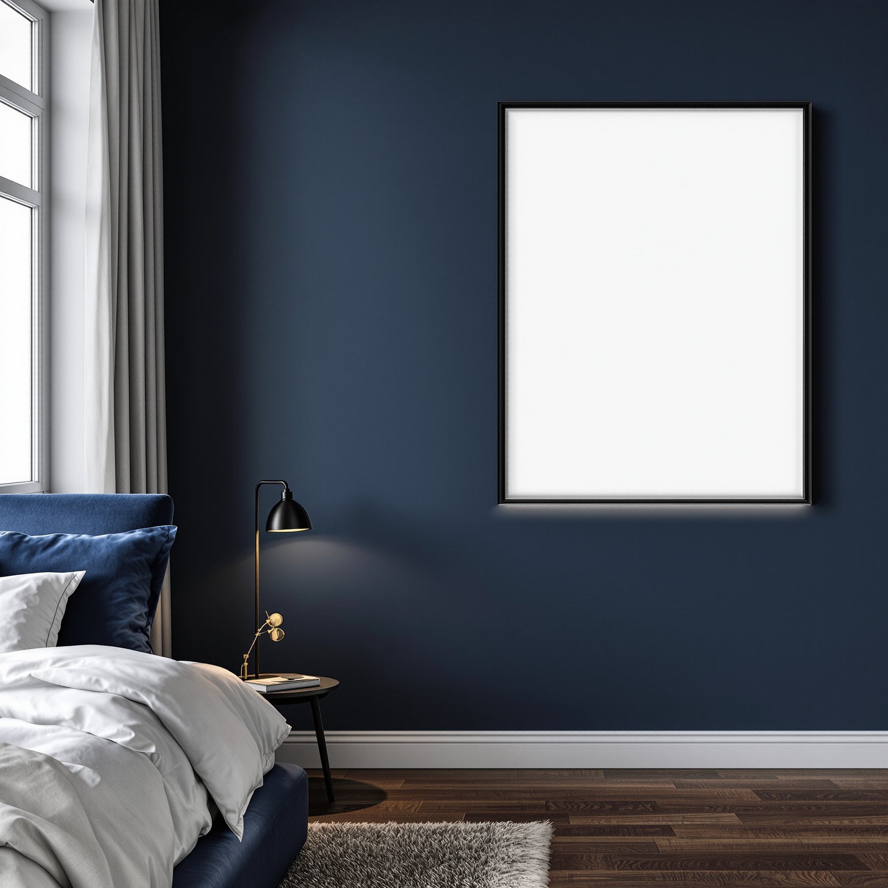 Dark Bedroom A3 Thick Black Frame Mockup — Blank Template #00265 — A3 Frame Mockup JPG | Commercial Use | Etsy POD bulkmockup | MockupBulk