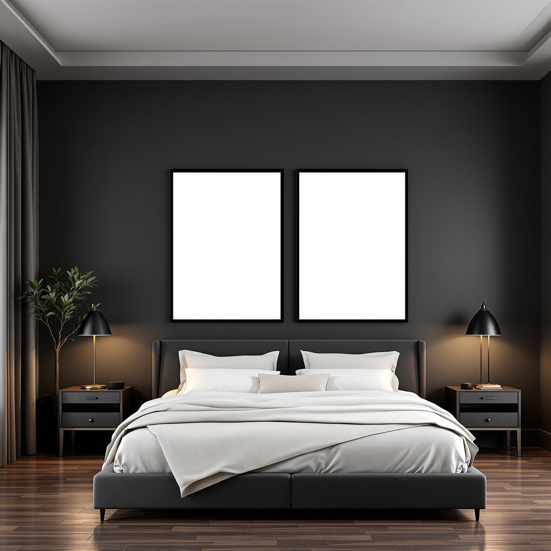 Dark Bedroom A3 Thick Black Frame Mockup | Blank Template #00266 | bulkmockup A3 Template | JPG Instant Download | For Etsy POD | MockupBulk