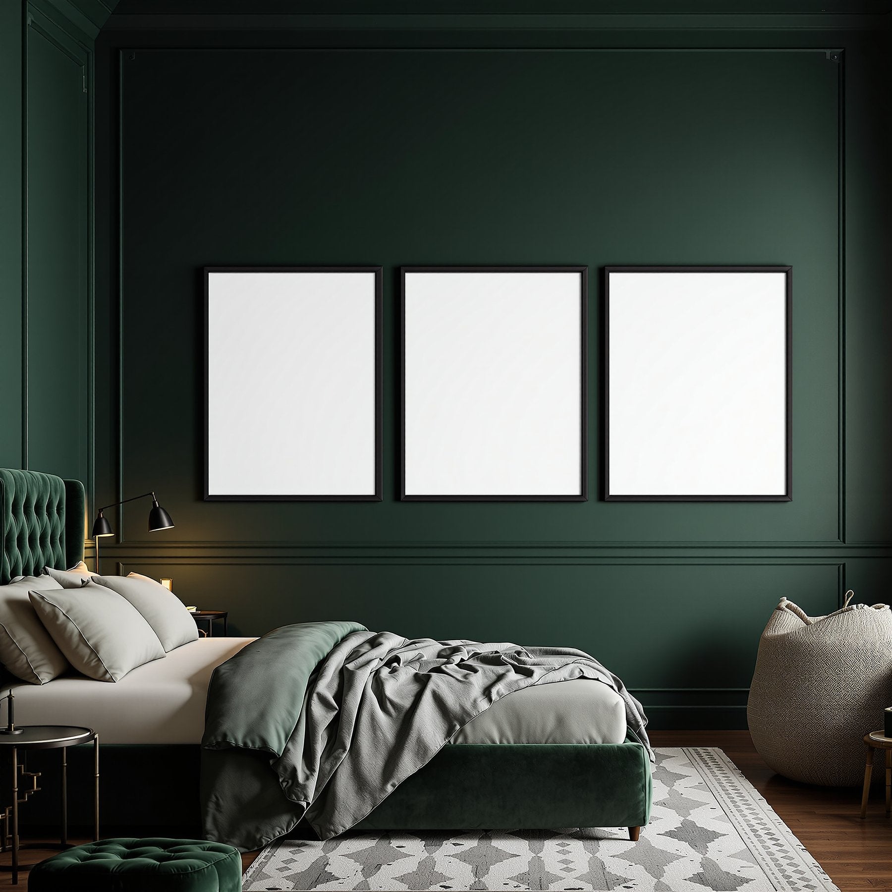 Dark Bedroom A3 Thick Black Frame Mockup, Blank Template #00267 | bulkmockup A3 Template | JPG Instant Download | For Etsy POD | MockupBulk