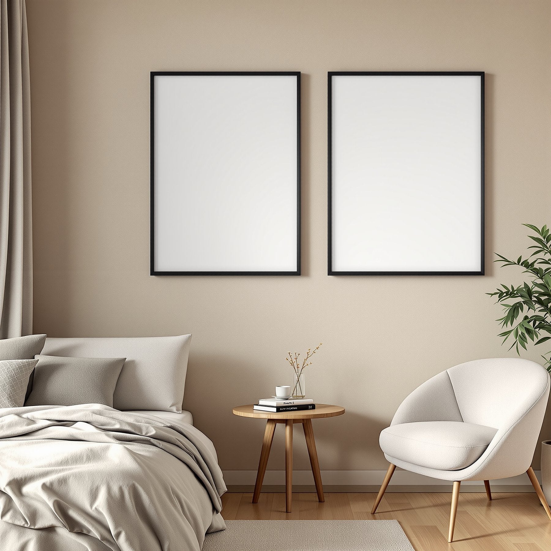 White Bedroom A3 Thick Black Frame Mockup — Blank Template #00263 — High-Res A3 Mockup | bulkmockup Download | Commercial Use | MockupBulk