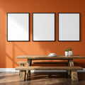Blank Template #00291 Dining Room A3 Thick Black Frame Mockup | bulkmockup A3 Frame Template | JPG Download | Commercial Use | MockupBulk