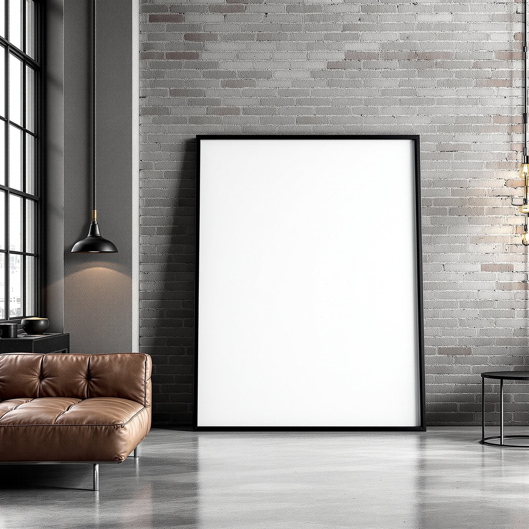 Industrial Loft A3 Thick Black Frame Mockup — Blank Template #00259 — High-Res A3 Mockup | bulkmockup Download | Commercial Use | MockupBulk