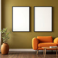 Mid-Century Modern A3 Thick Black Frame Mockup | Blank Template #00311 | A3 Frame Mockup JPG | Commercial Use | Etsy POD bulkmockup | MockupBulk