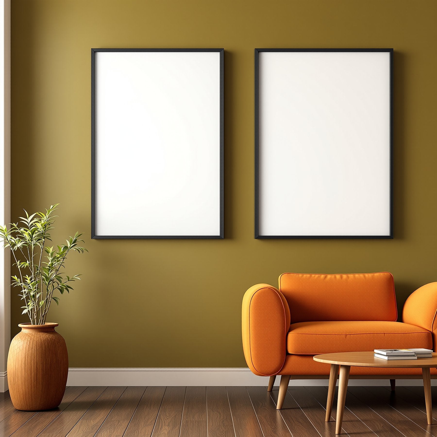 Mid-Century Modern A3 Thick Black Frame Mockup | Blank Template #00311 | A3 Frame Mockup JPG | Commercial Use | Etsy POD bulkmockup | MockupBulk