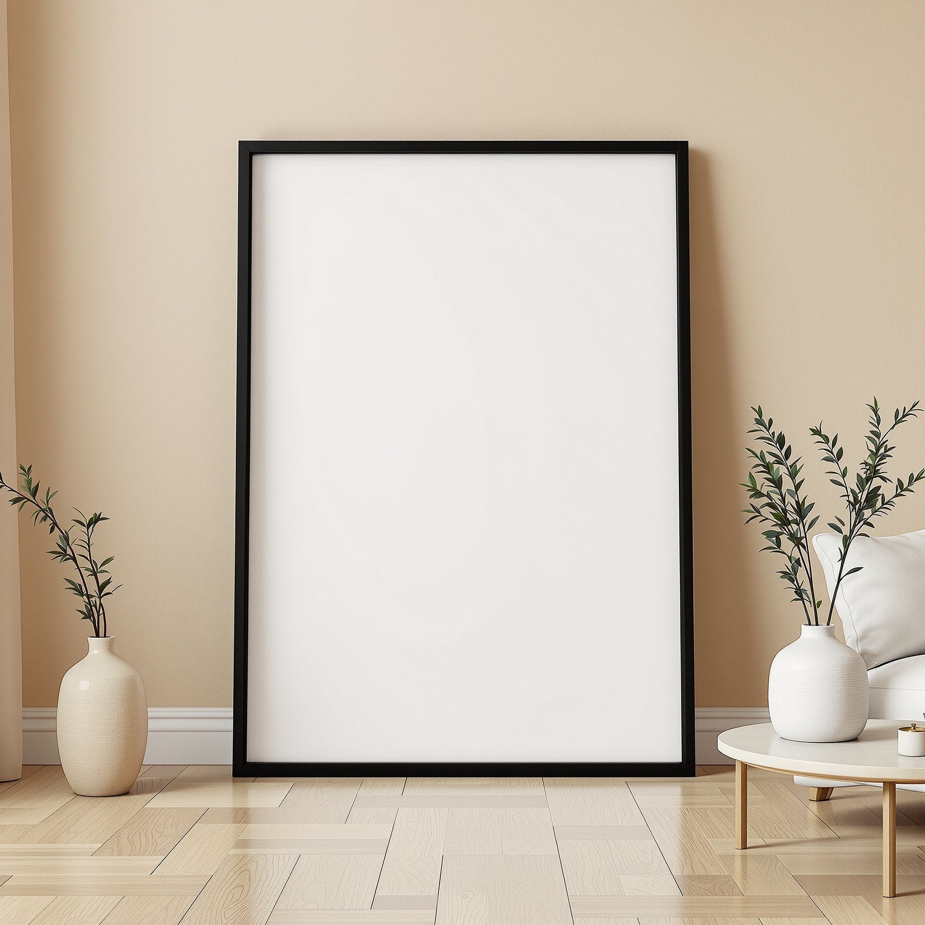 Minimalist White A3 Thick Black Frame Mockup, Blank Template #00253 | A3 Interior Mockup | Instant JPG | Commercial Use | bulkmockup | MockupBulk