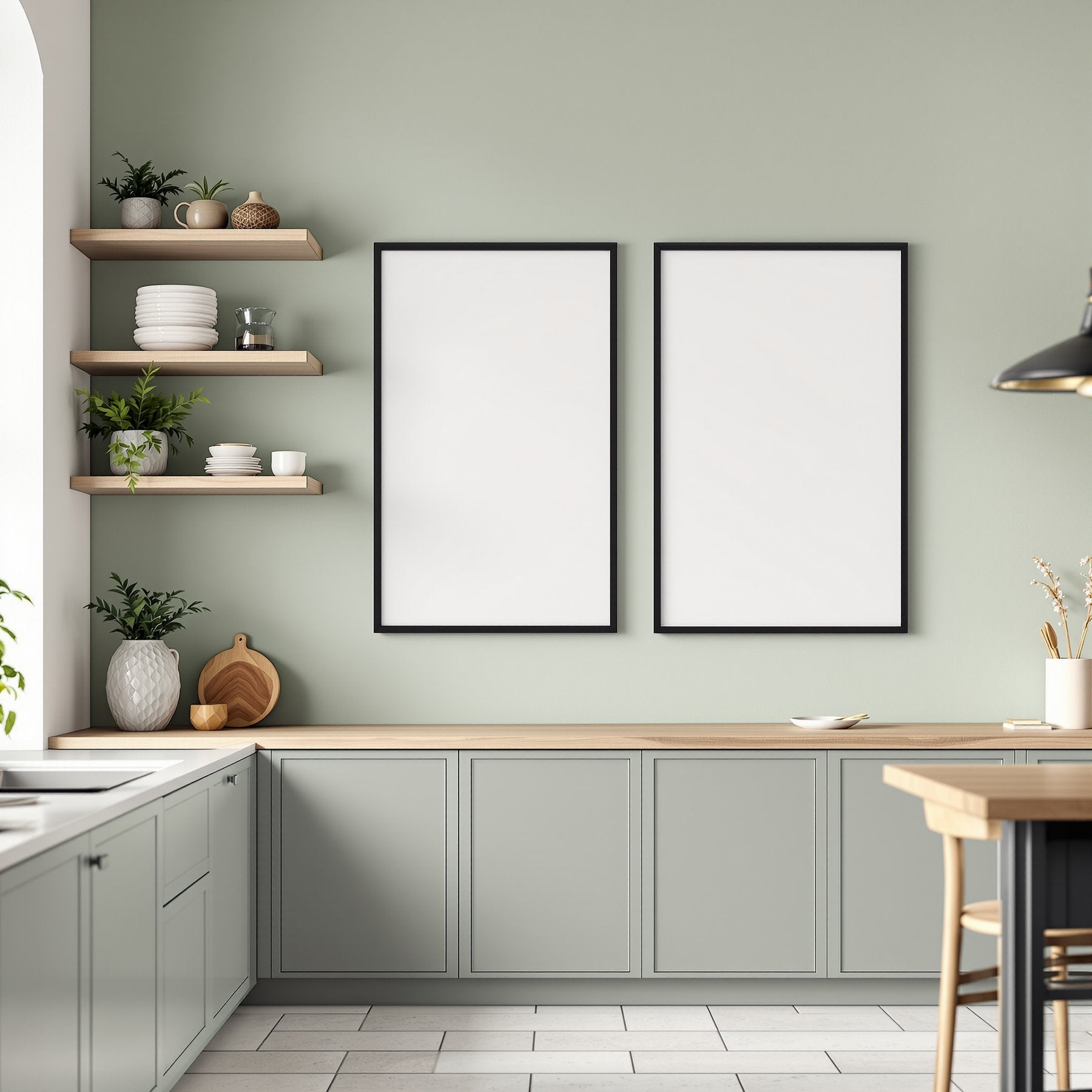 Modern Kitchen A3 Thick Black Frame Mockup, Blank Template #00305 | A3 Frame JPG | bulkmockup Mockup Template | Commercial Use Included | MockupBulk