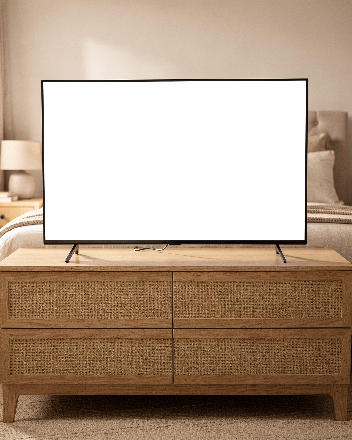 No P Bedroom Dresser Mount TV Mockup | bulkmockup PNG Template | Transparent Display | Commercial Use | MockupBulk